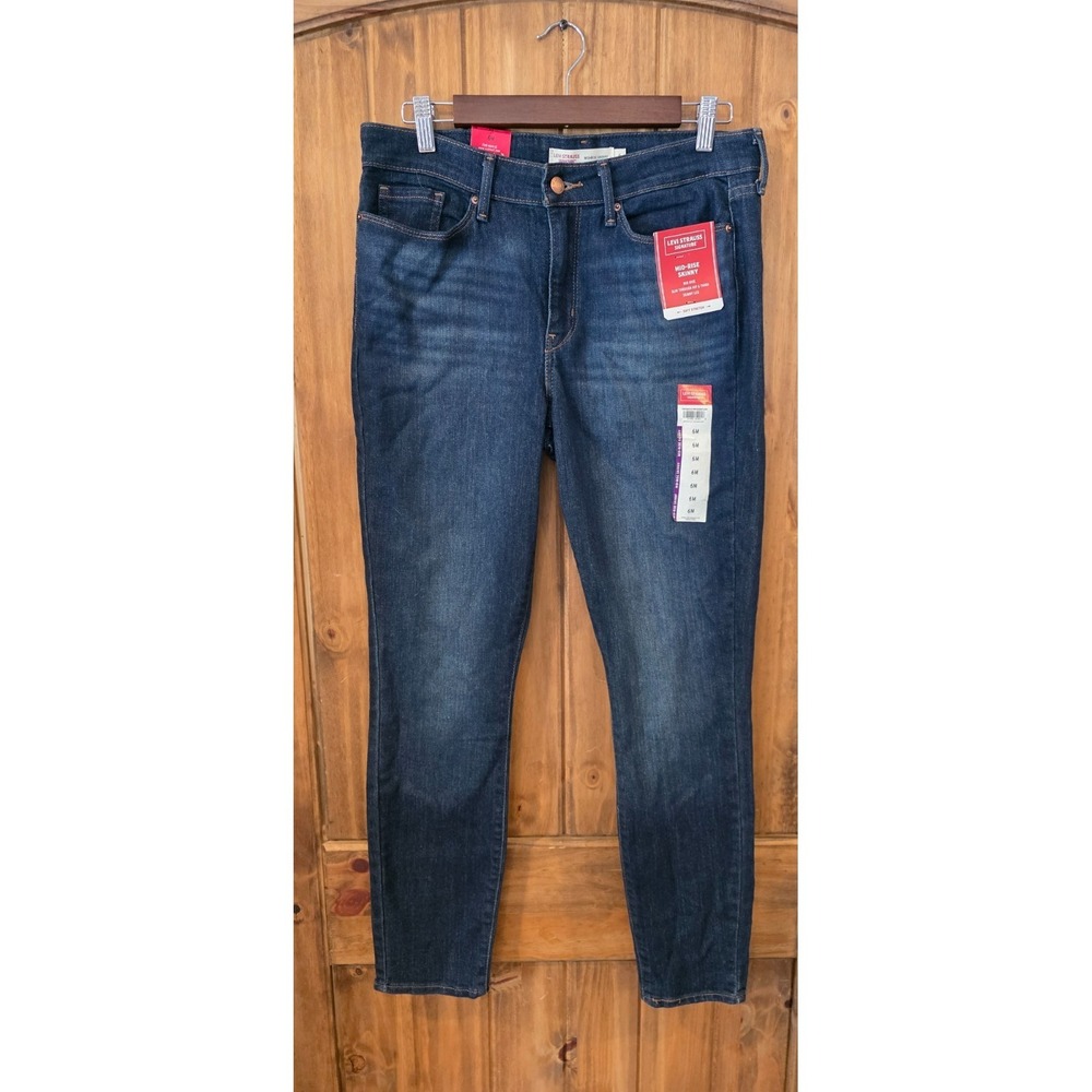 NWT Levi's Jeans Womens 6 Blue Mid-Rise Slim Through Hip & Thigh Skinny Soft